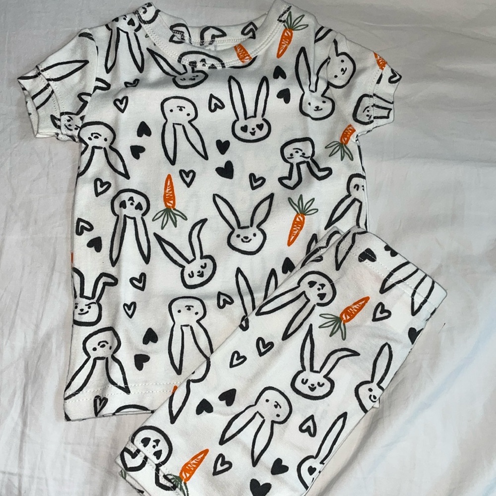 GAP Baby PJ Rabbit carrots short sleeve shirt organic cotton snug 6-12 months - Picture 5 of 8